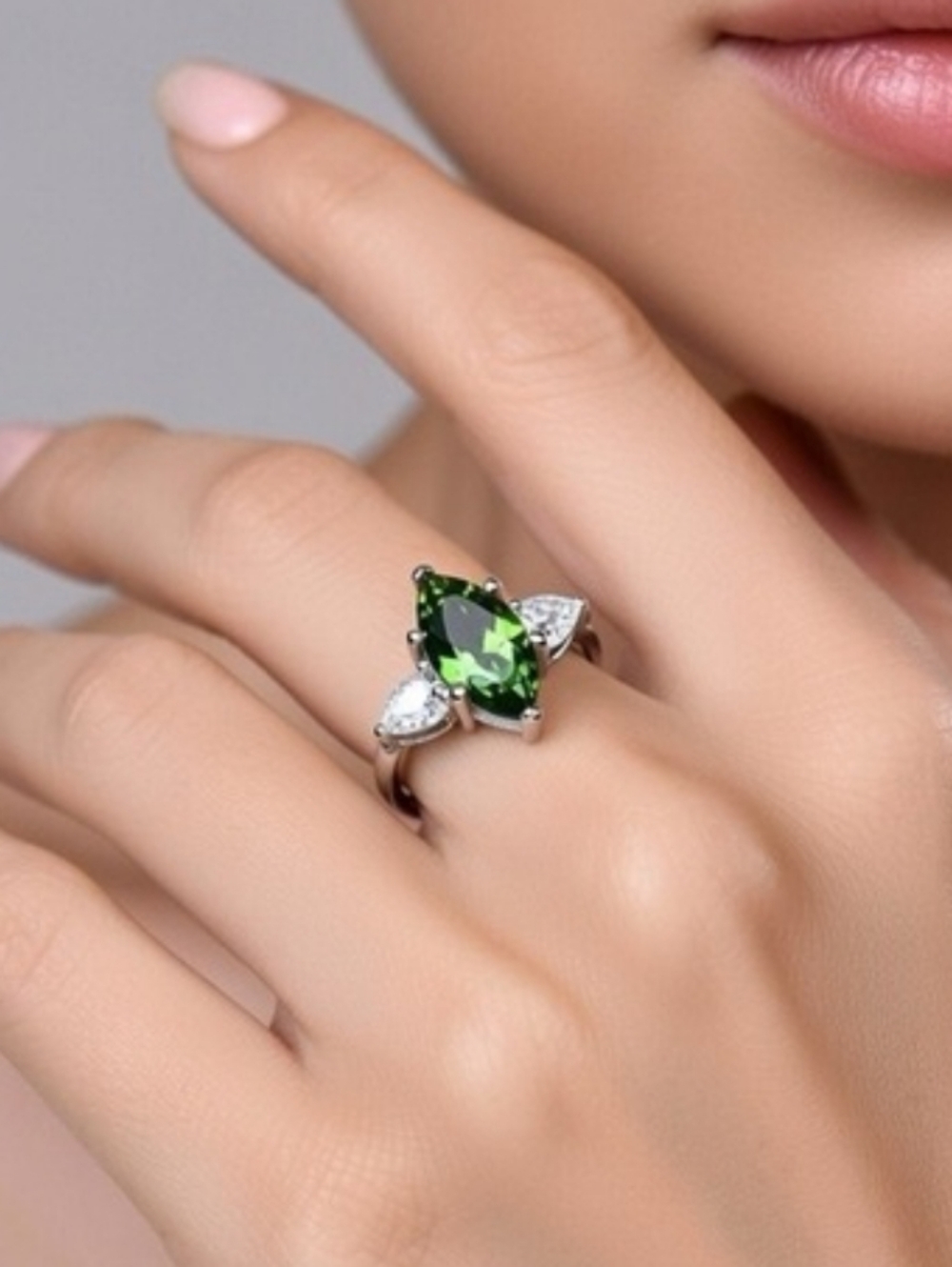 Suzanne Somers Marquise & Pear Cut Peridot & Austrian Crystal Ring